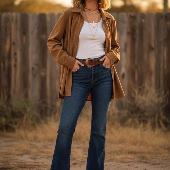 White Stag Tops - Vintage White Stag "Sweet Tea" Faux Suede Shacket / Button Down L oversized